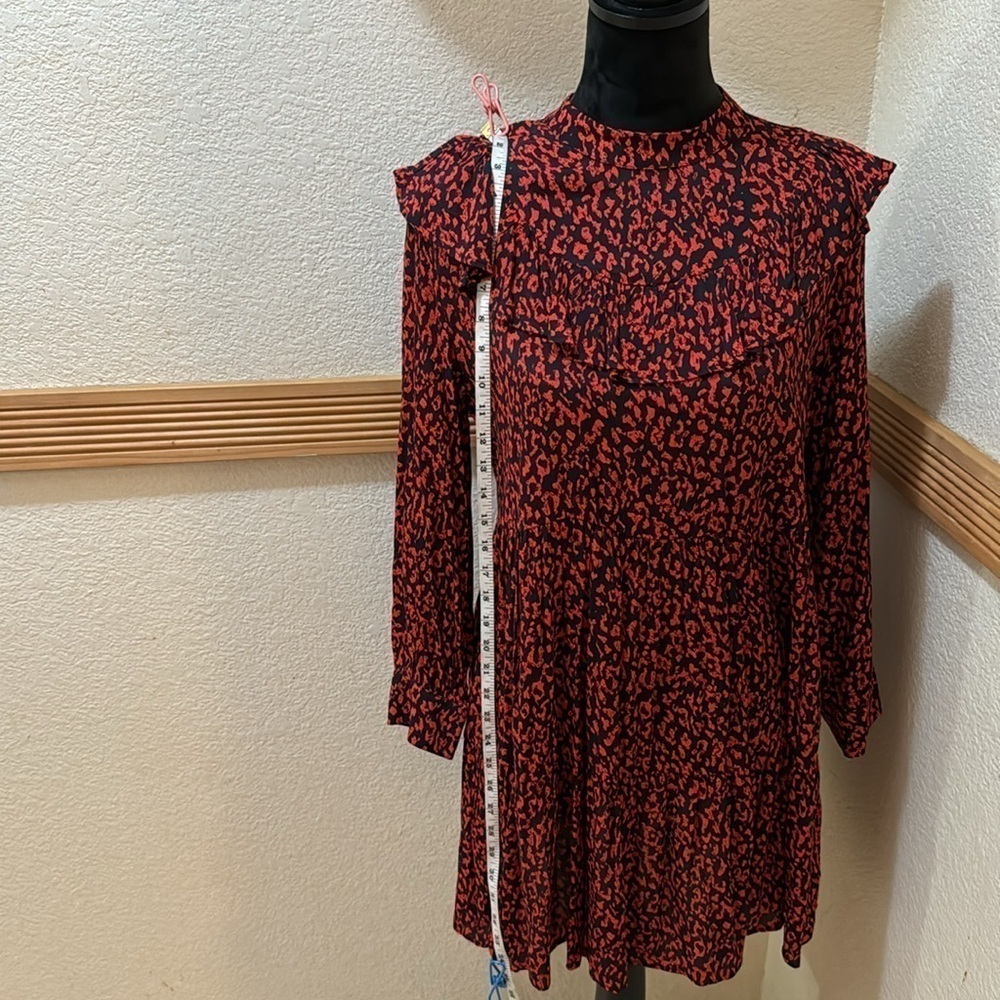 Animal Print Red Zara long sleeve dress size S!! - Picture 8 of 9